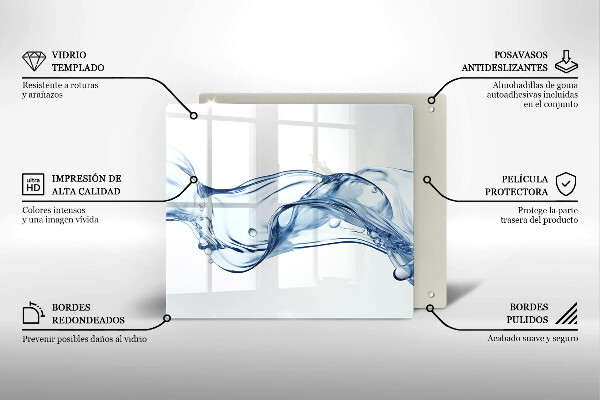 Tábua de cortar de vidro Água cristalina