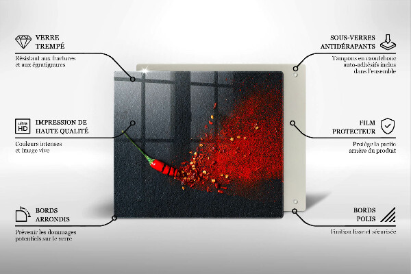 Tábua de corte de vidro Pimenta