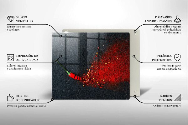 Tábua de corte de vidro Pimenta