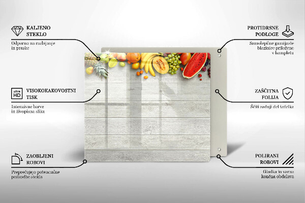 Tábua de corte de vidro Frutas em tábuas