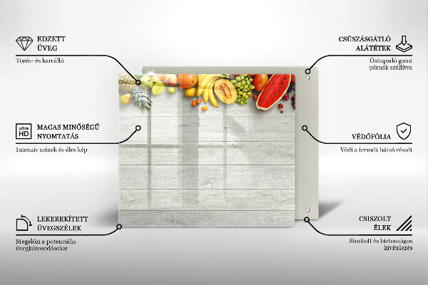 Tábua de corte de vidro Frutas em tábuas