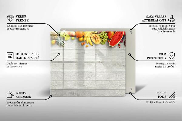 Tábua de corte de vidro Frutas em tábuas