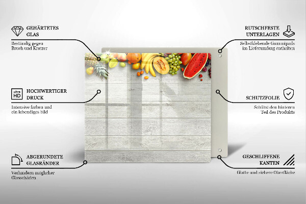 Tábua de corte de vidro Frutas em tábuas