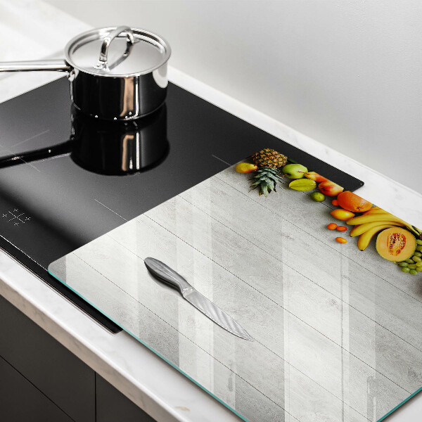 Tábua de corte de vidro Frutas em tábuas