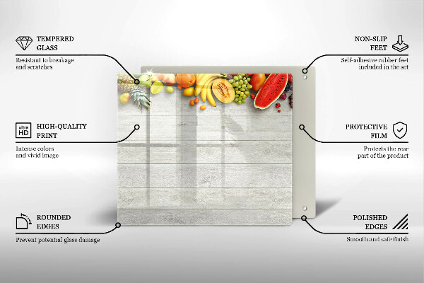 Tábua de corte de vidro Frutas em tábuas
