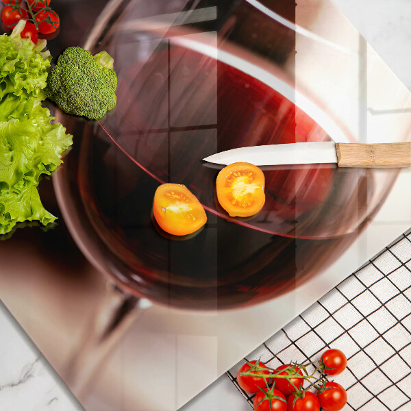 Tábua cozinha Um copo de vinho tinto