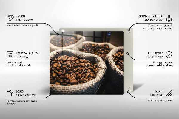 Tábua de cortar alimentos Sacos de grãos de café