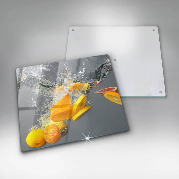 Tábua de cortar de vidro Limões em água