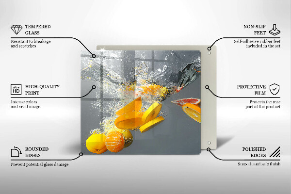 Tábua de cortar de vidro Limões em água