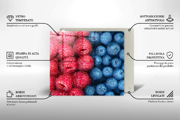 Tábua corte Framboesas e mirtilos