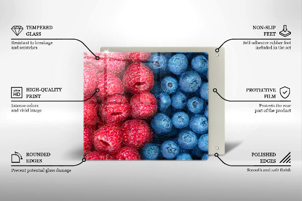 Tábua corte Framboesas e mirtilos