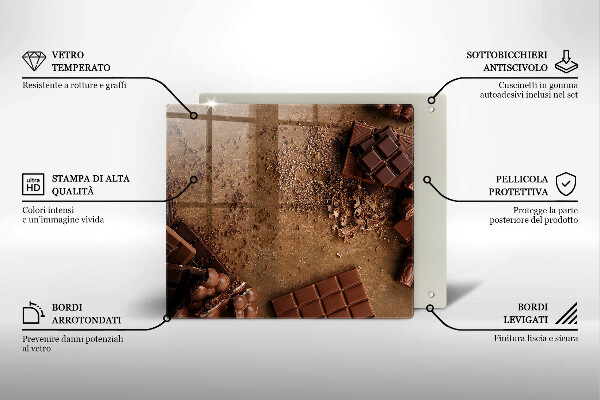 Tábua de corte de vidro Doces de chocolate