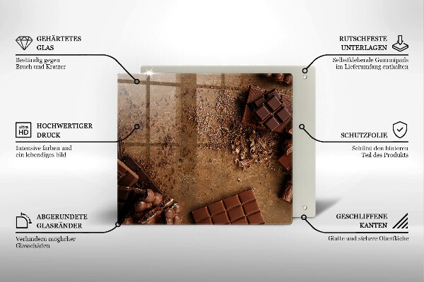 Tábua de corte de vidro Doces de chocolate