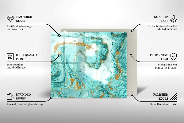 Tábua de vidro Abstração azul