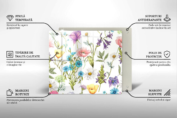 Tábua de cortar de vidro Ilustração de flores