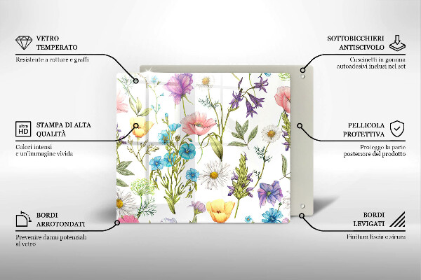 Tábua de cortar de vidro Ilustração de flores