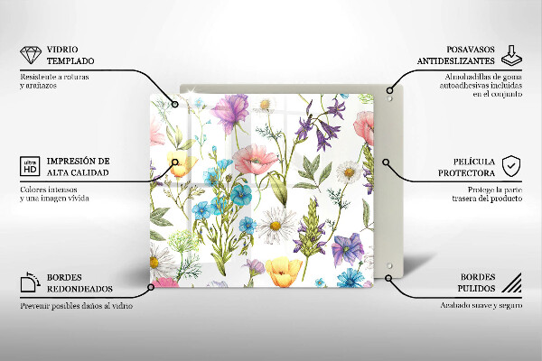 Tábua de cortar de vidro Ilustração de flores