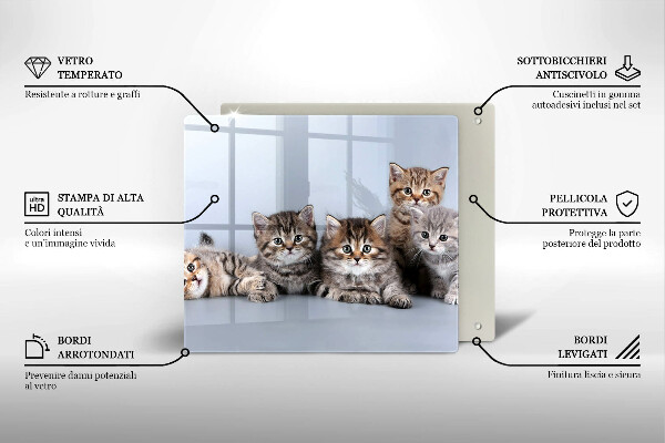 Tábua de corte de vidro Gatinhos fofos