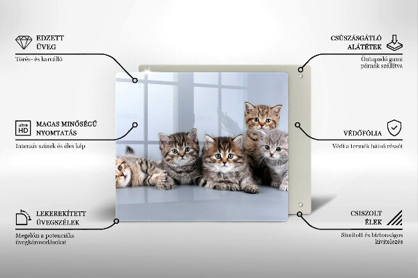 Tábua de corte de vidro Gatinhos fofos