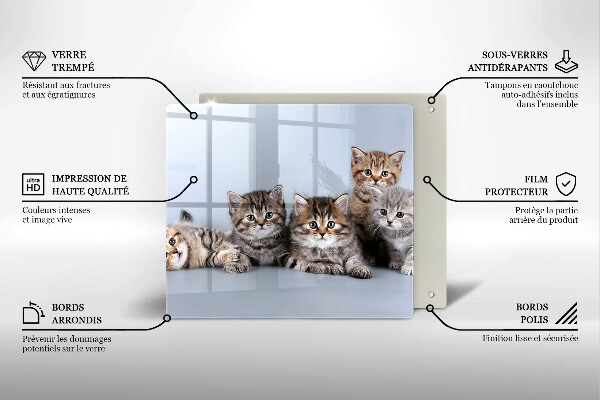 Tábua de corte de vidro Gatinhos fofos