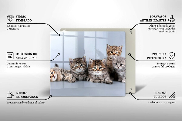 Tábua de corte de vidro Gatinhos fofos