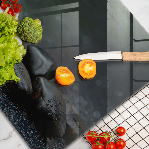 Tábua de cortar alimentos Pedras Zen de flores brancas