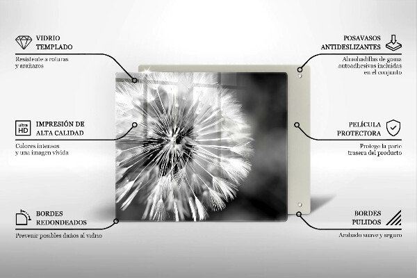 Tábua de vidro Dente-de-leão delicado