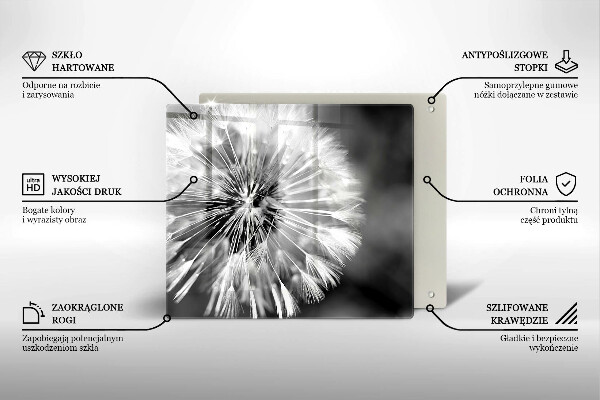 Tábua de vidro Dente-de-leão delicado