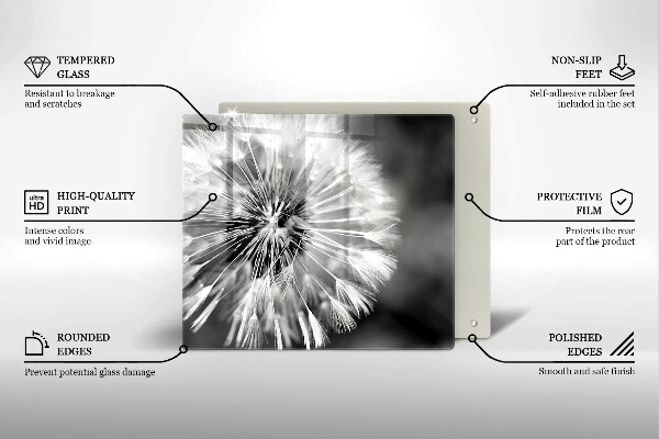 Tábua de vidro Dente-de-leão delicado