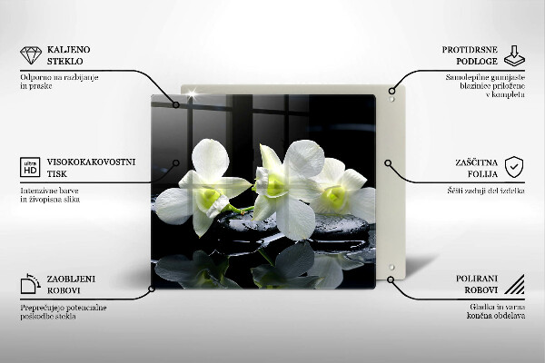 Tábua de cortar alimentos Flores Brancas em Água Zen