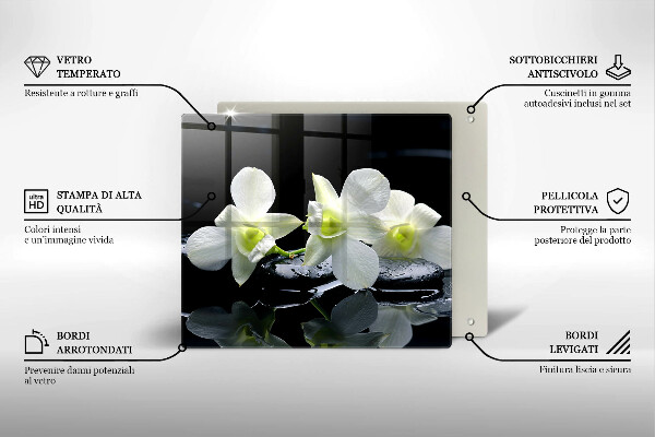 Tábua de cortar alimentos Flores Brancas em Água Zen