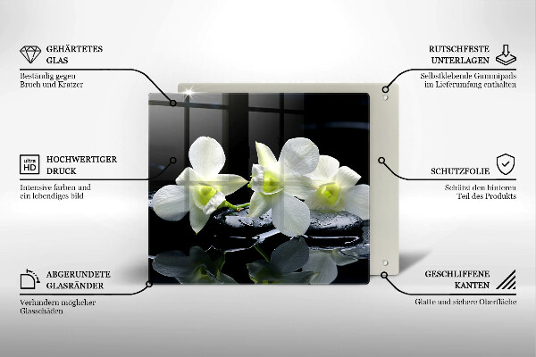 Tábua de cortar alimentos Flores Brancas em Água Zen