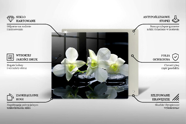 Tábua de cortar alimentos Flores Brancas em Água Zen