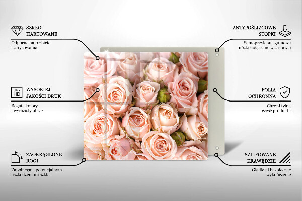 Tábua de vidro Buquê de rosas delicadas