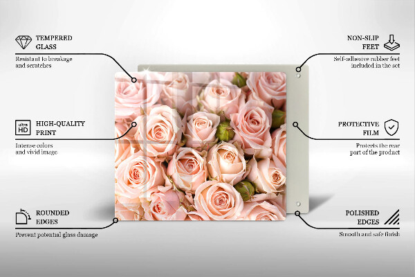 Tábua de vidro Buquê de rosas delicadas