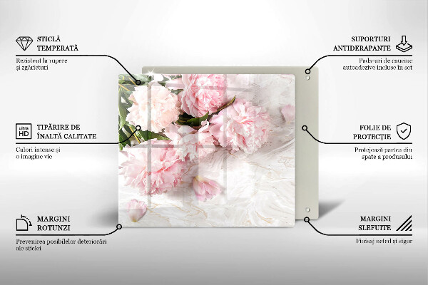 Tábua de corte de vidro Flores delicadas de rosas