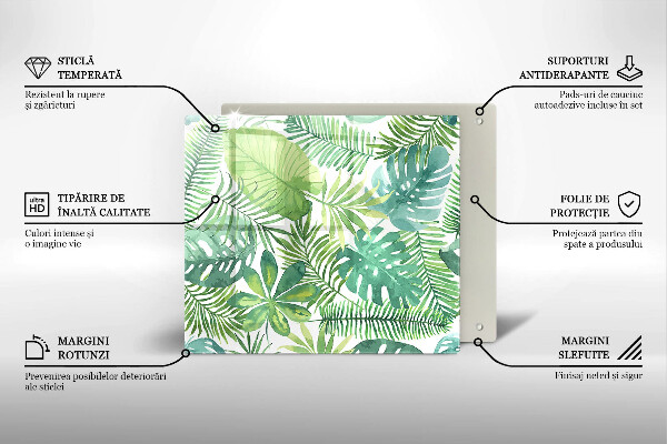 Tábua de cortar Folhas boho em aquarela