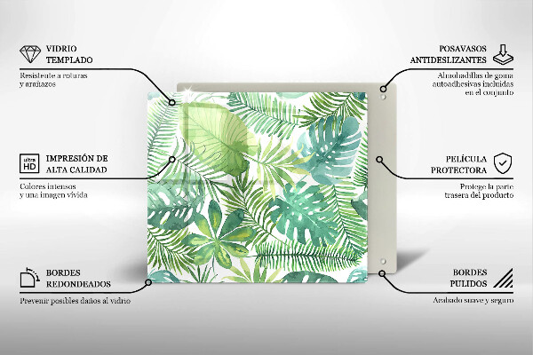 Tábua de cortar Folhas boho em aquarela