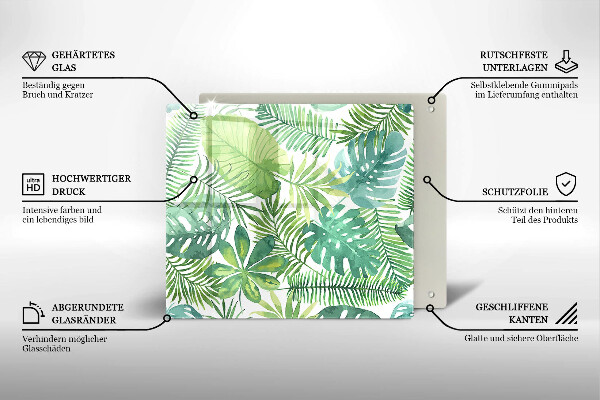 Tábua de cortar Folhas boho em aquarela