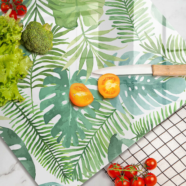 Tábua de cortar Folhas boho em aquarela