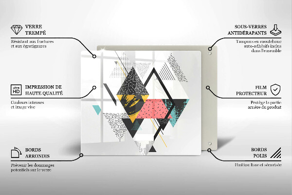 Tábua de cortar de vidro Triângulos abstratos