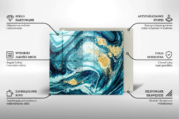 Tábua cozinha Azul abstrato dourado