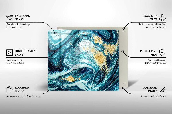 Tábua cozinha Azul abstrato dourado