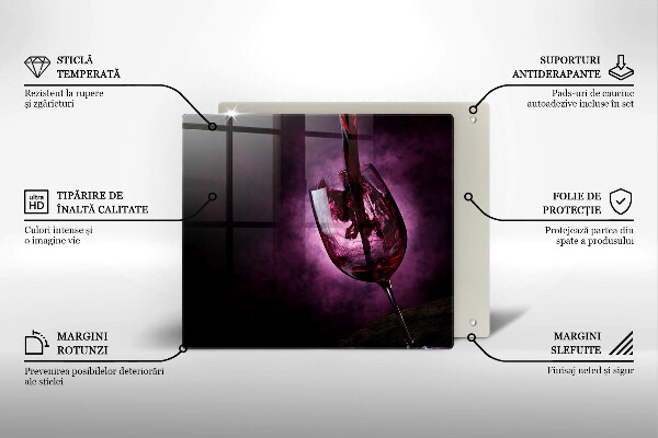 Tábua de corte de vidro Um copo de vinho