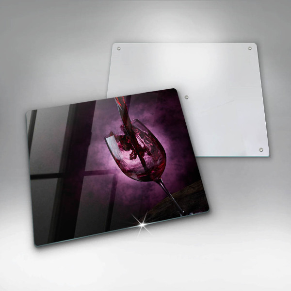 Tábua de corte de vidro Um copo de vinho