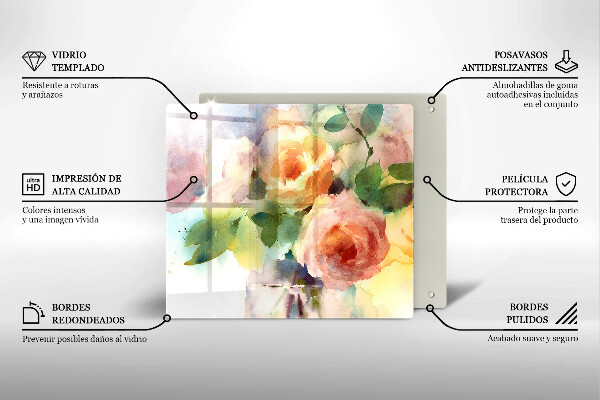 Tábua de cortar alimentos Flores pintadas