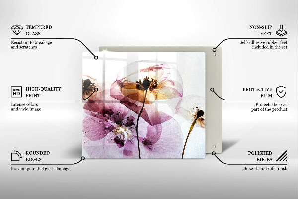 Tábua de corte de vidro Flores delicadas