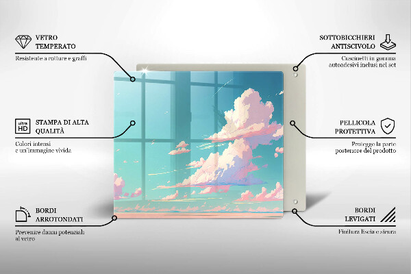Tábua de corte de vidro Céu de conto de fadas
