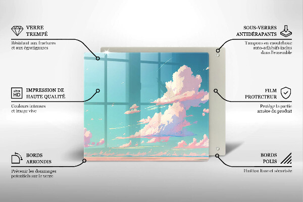 Tábua de corte de vidro Céu de conto de fadas