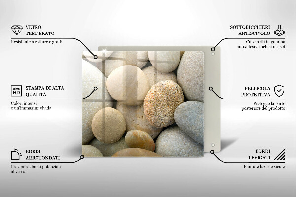 Tábua de corte de vidro Padrão de pedras ovais